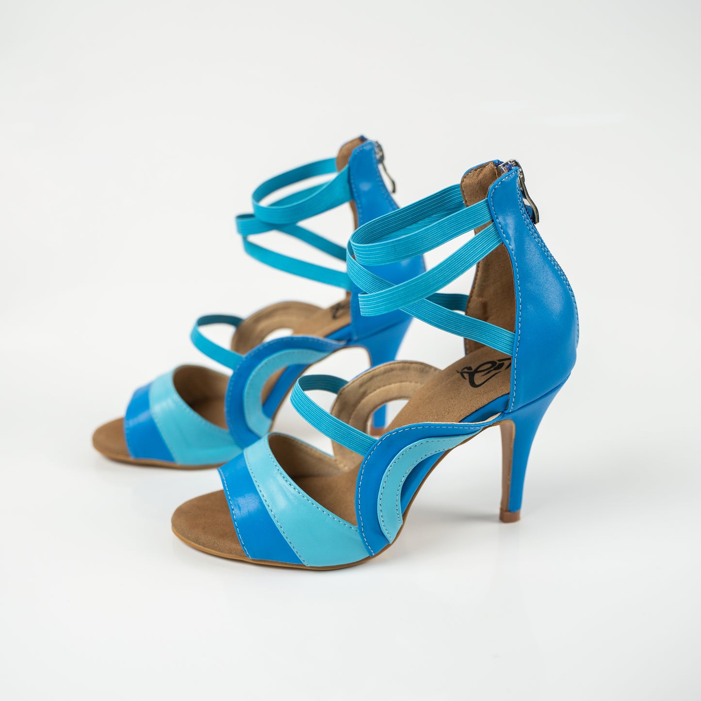 Open Toe Stiletto Sandals Dance Shoes - Azure