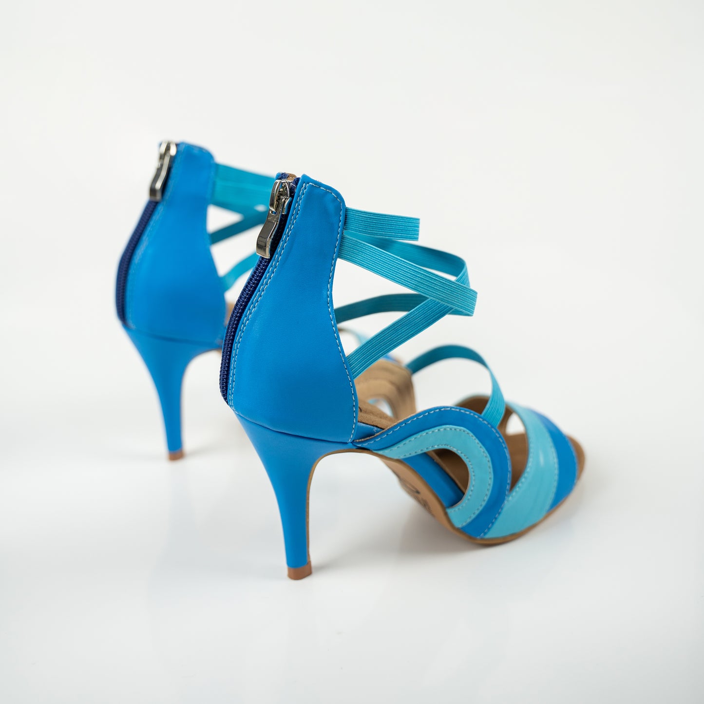Open Toe Stiletto Sandals Dance Shoes - Azure
