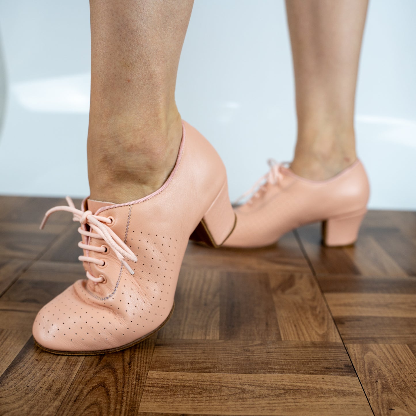 Nina Cuban Heel Leather Dance Practice Shoes with Suede Sole - Pink