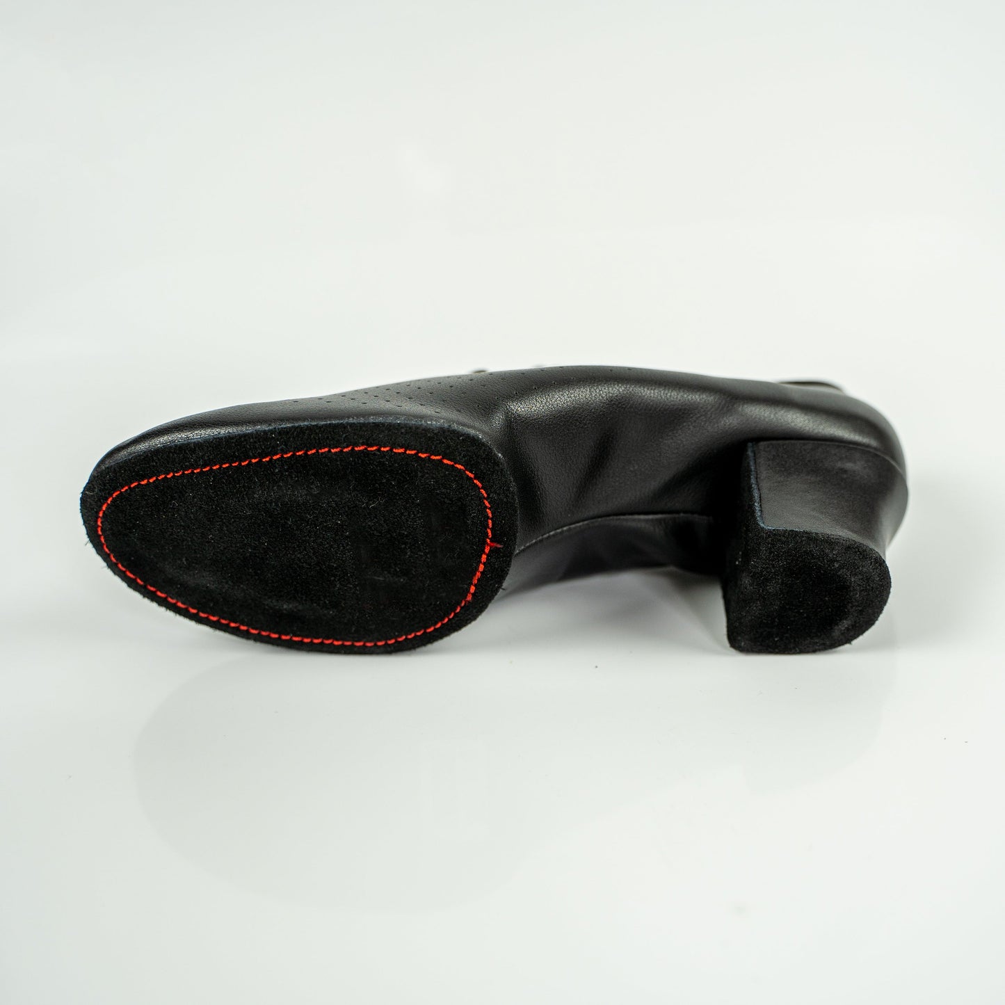 Nino Cuban Heel Leather Dance Practice Shoes with Suede Sole - Black
