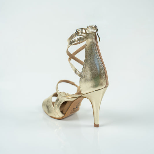 Athena II Open Toe Stiletto Sandals Dance Shoes - Gold