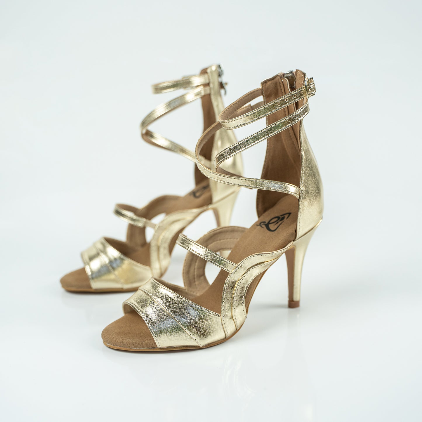 Athena II Open Toe Stiletto Sandals Dance Shoes - Gold