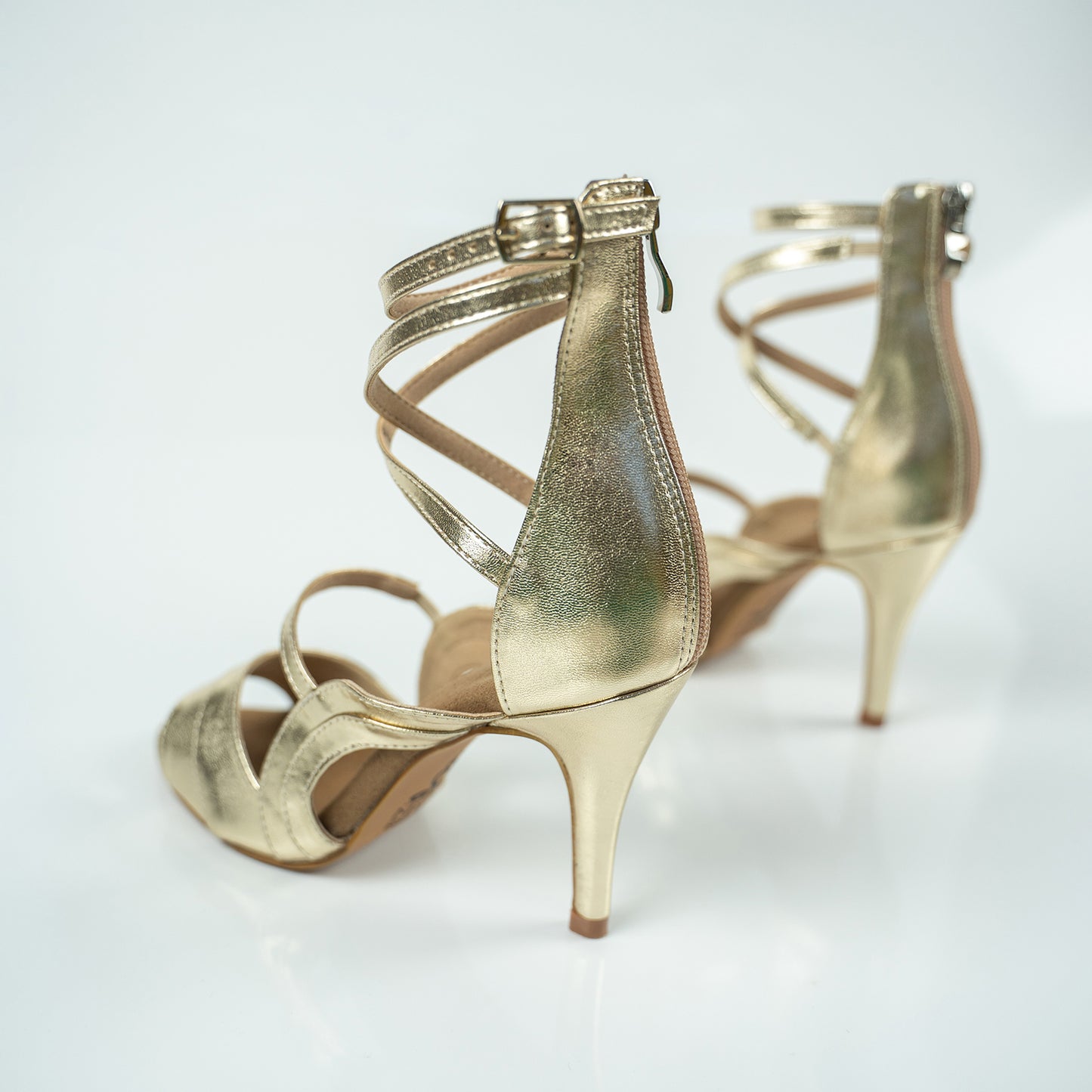 Athena II Open Toe Stiletto Sandals Dance Shoes - Gold