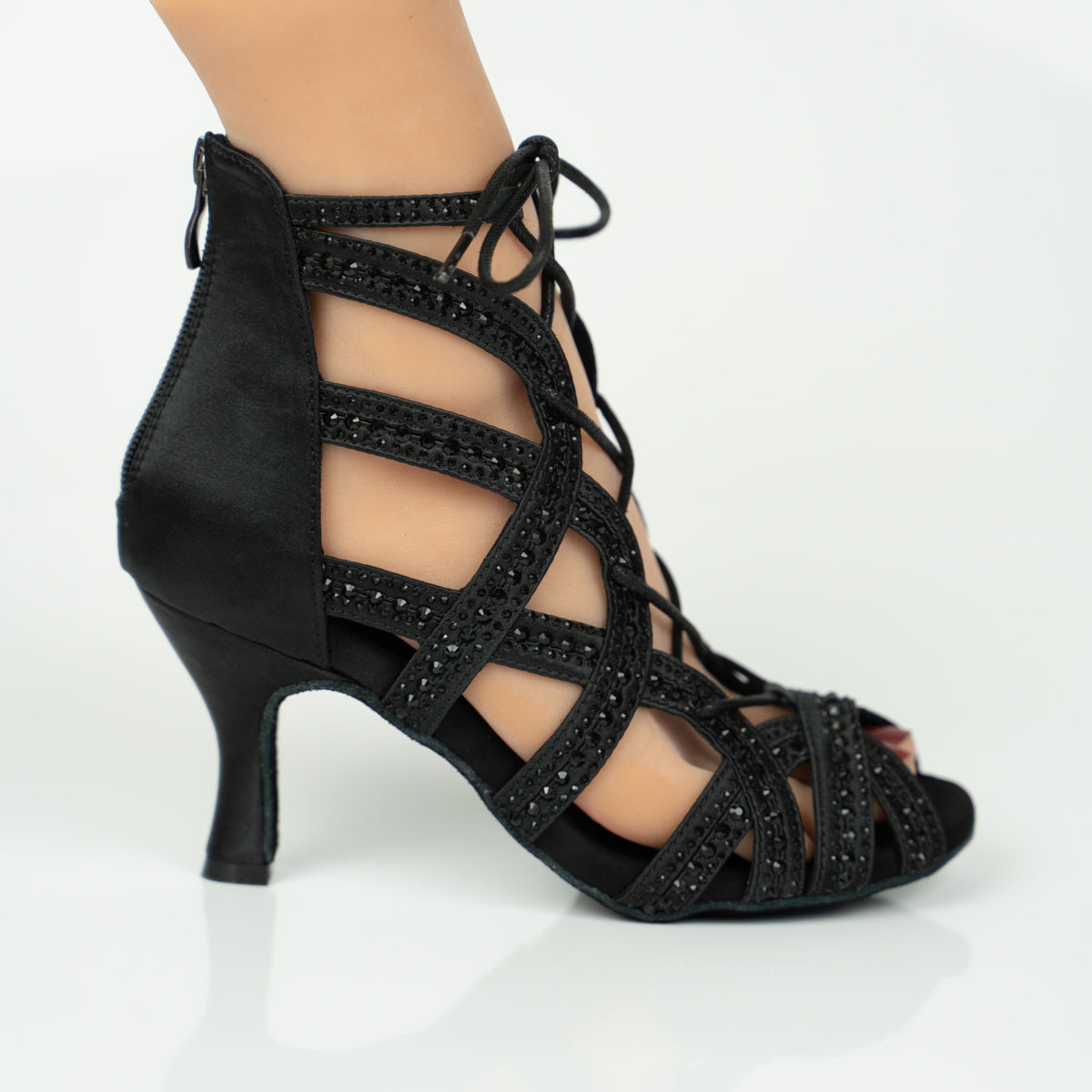 Rita Dance Shoes - Black Rhinestone