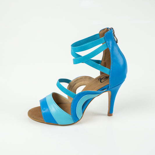 Open Toe Stiletto Sandals Dance Shoes - Azure