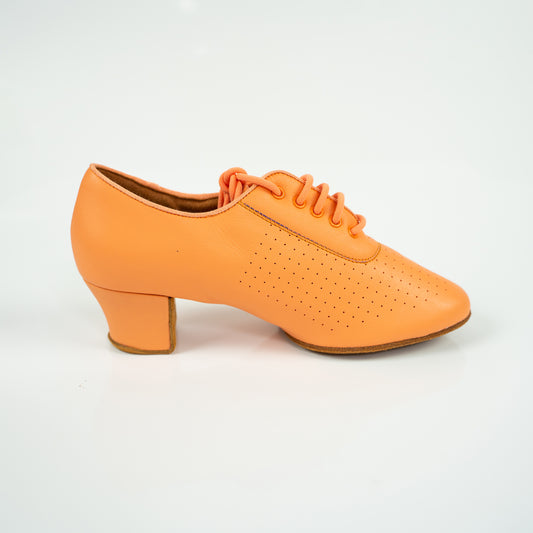 Nina Cuban Heel Leather Dance Practice Shoes with Suede Sole - Orange