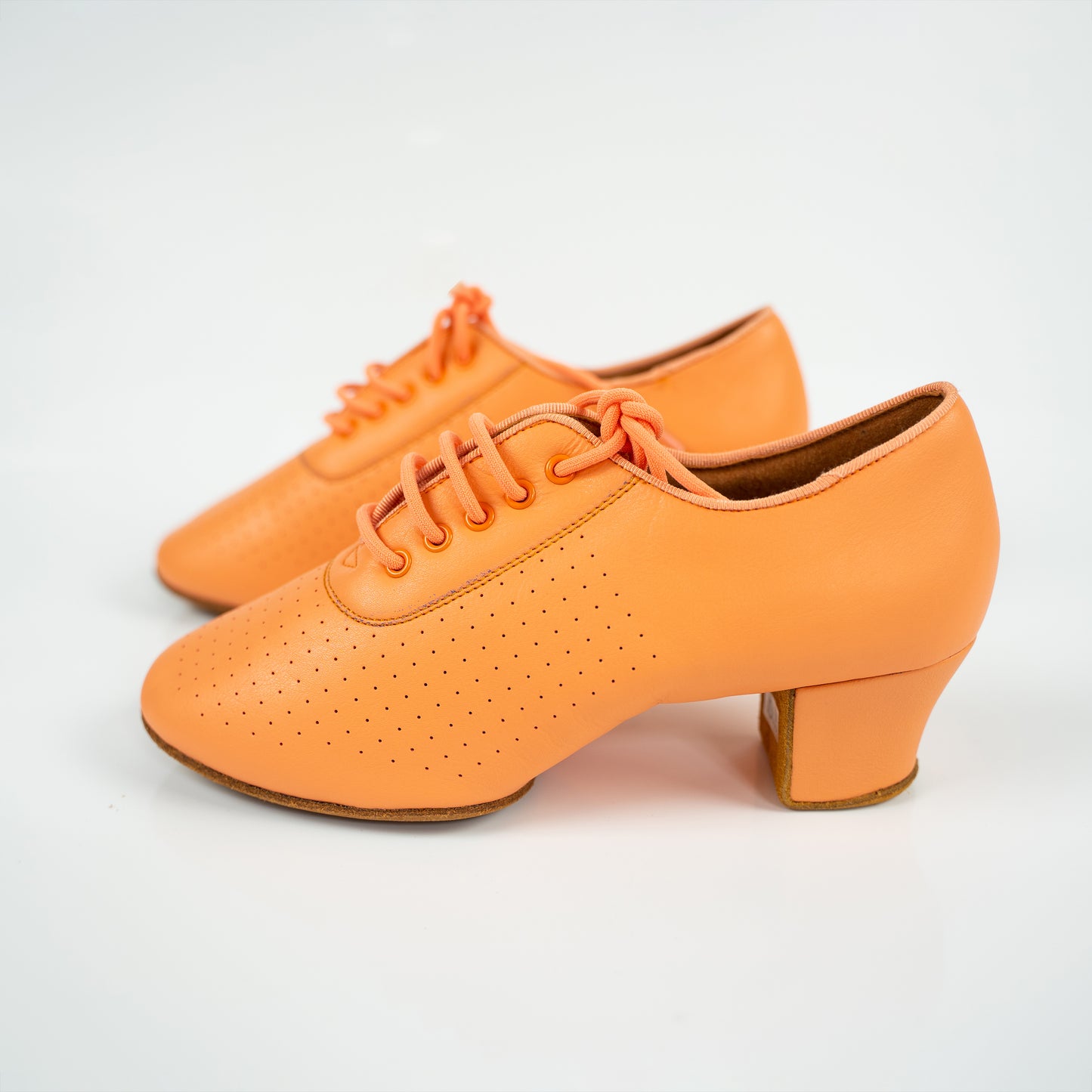 Nina Cuban Heel Leather Dance Practice Shoes with Suede Sole - Orange