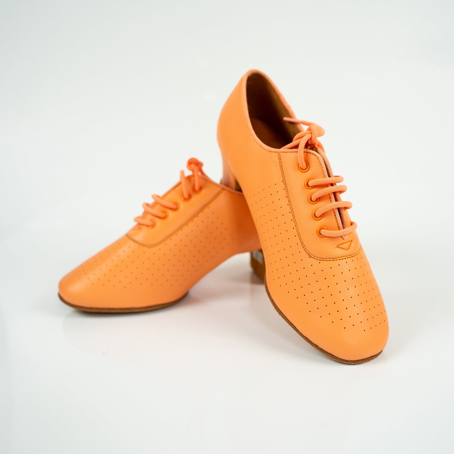 Nina Cuban Heel Leather Dance Practice Shoes with Suede Sole - Orange