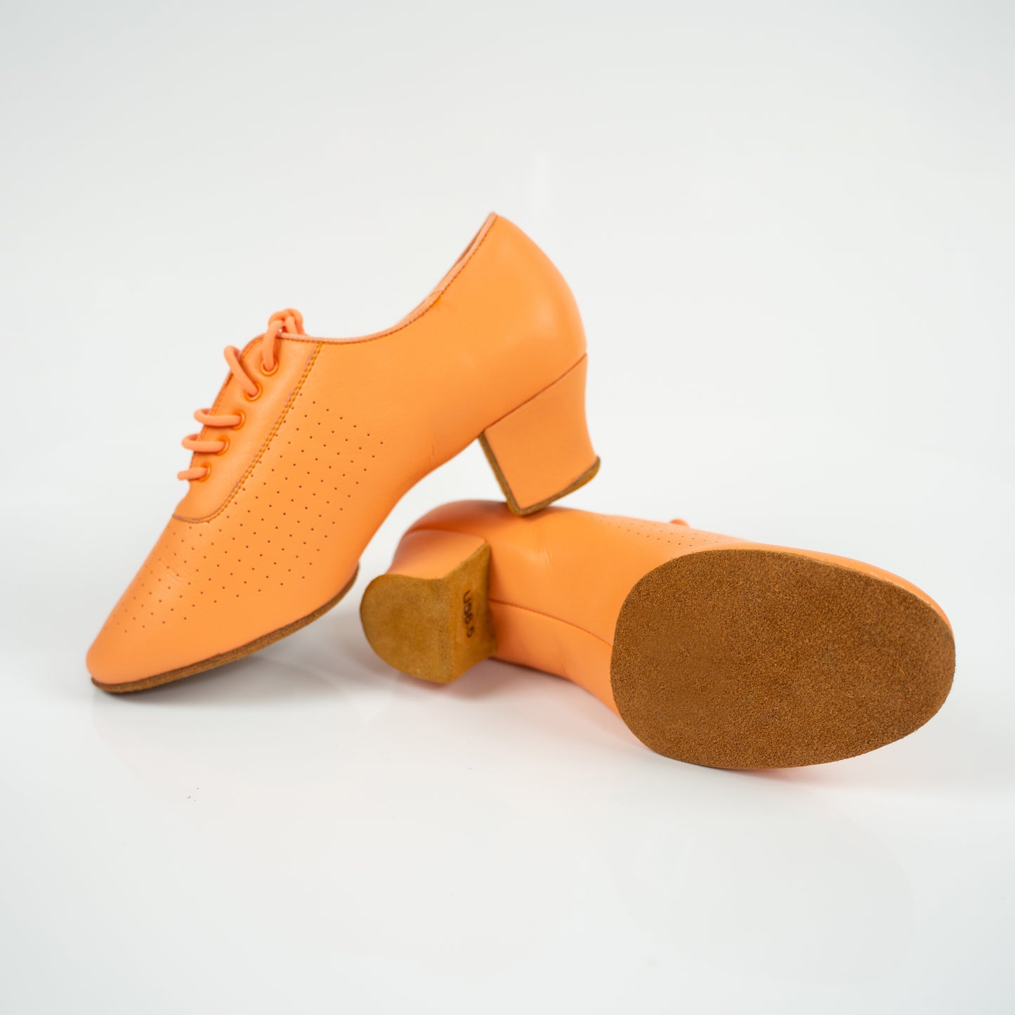 Nina Cuban Heel Leather Dance Practice Shoes with Suede Sole - Orange