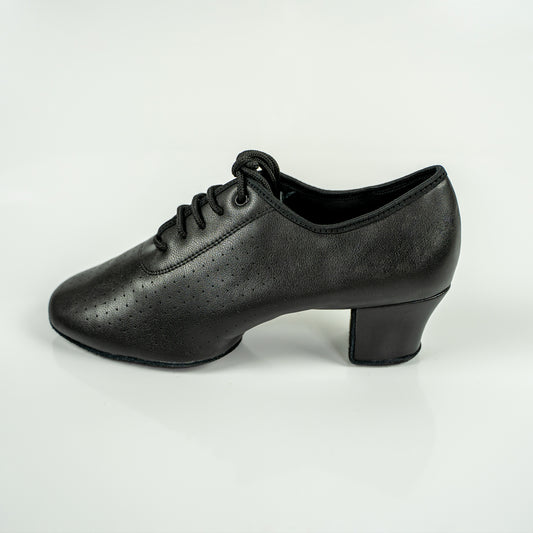 Nina Cuban Heel Leather Dance Practice Shoes with Suede Sole - Black