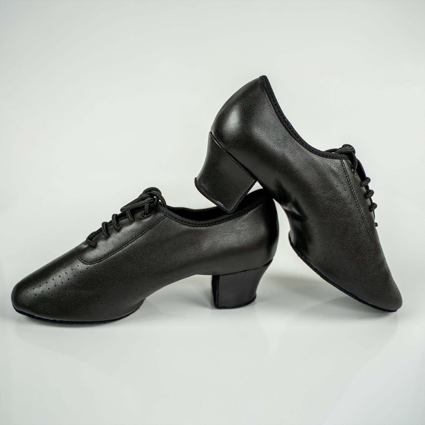 Nina Cuban Heel Leather Dance Practice Shoes with Suede Sole - Black