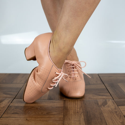 Nina Cuban Heel Leather Dance Practice Shoes with Suede Sole - Pink