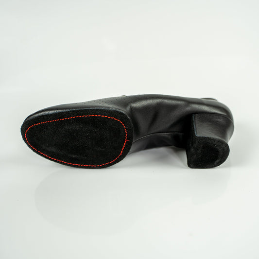 Nino Cuban Heel Leather Dance Practice Shoes with Suede Sole - Black