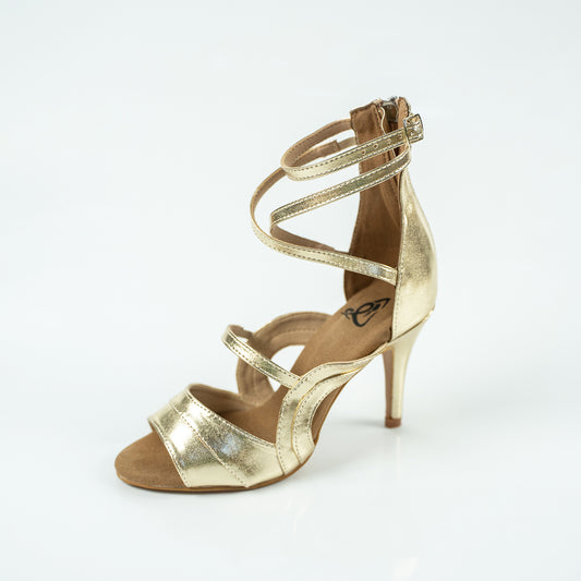 Athena II Open Toe Stiletto Sandals Dance Shoes - Gold